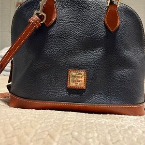 Dooney & Bourke Navy and Brown Zip Top